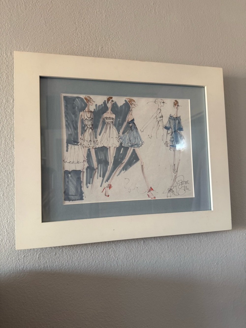 Peter Som Framed Fashion Sketch Art